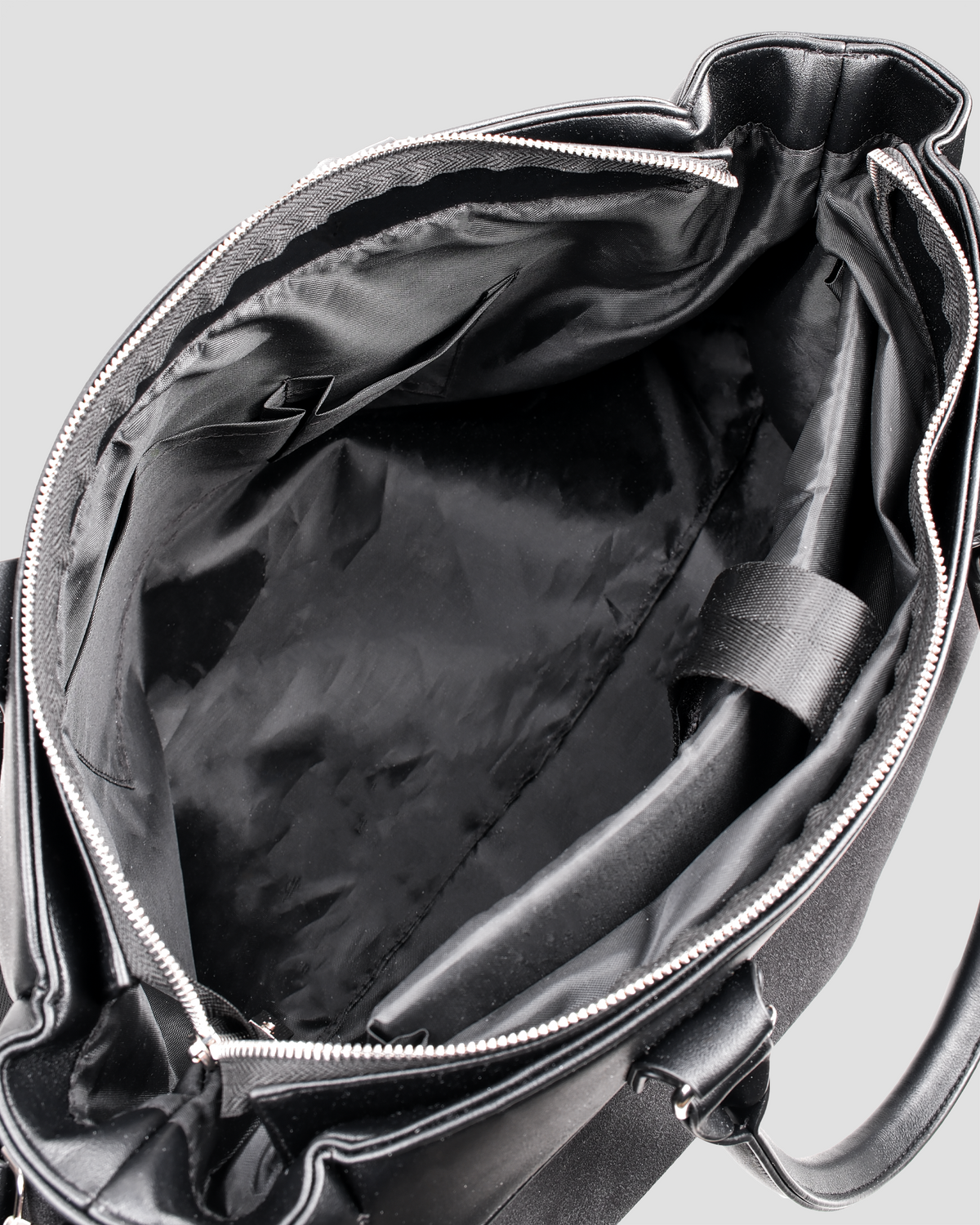 Contrast Suede Tote - Stealth Black