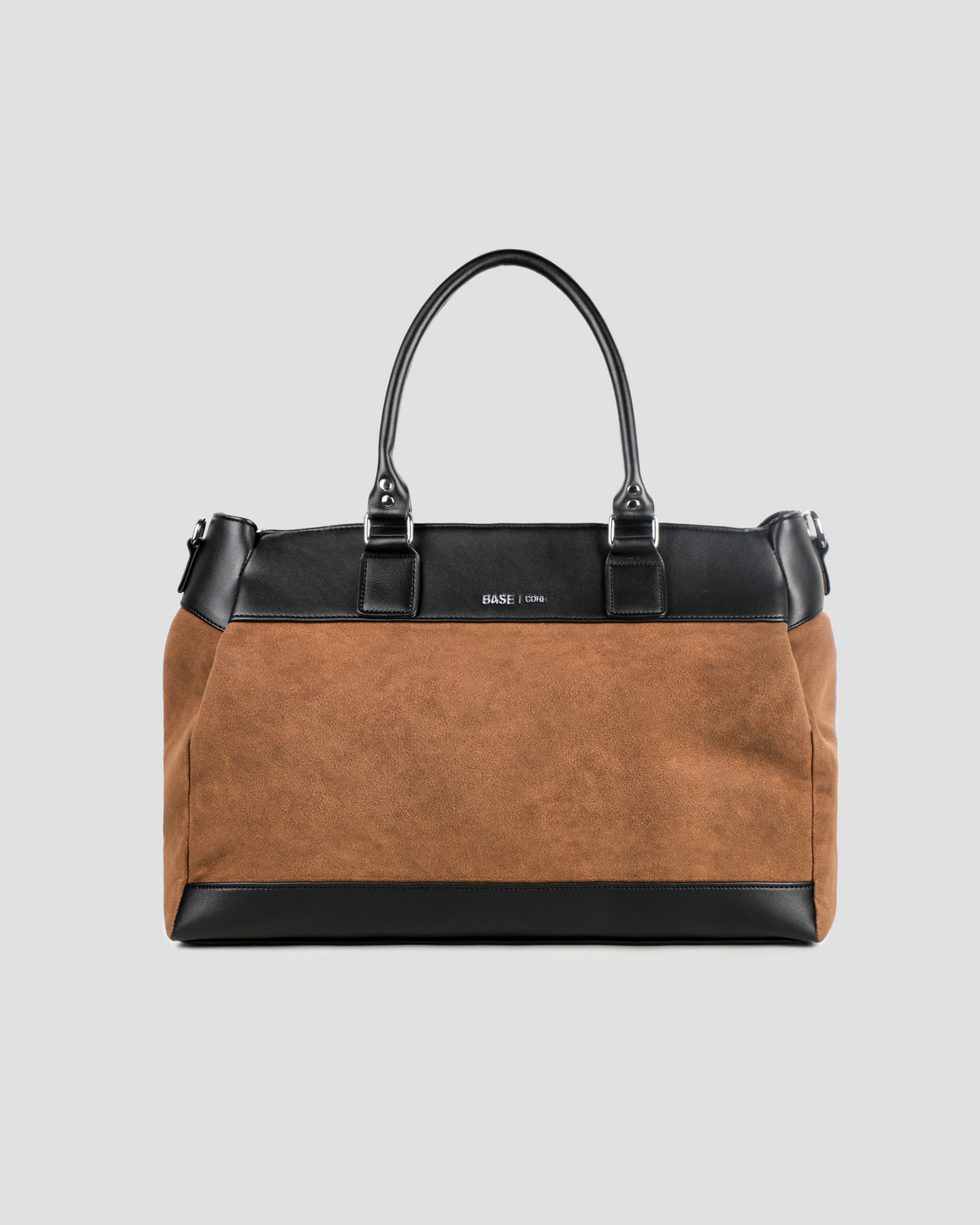 Contrast Suede Tote - Tobacco Brown