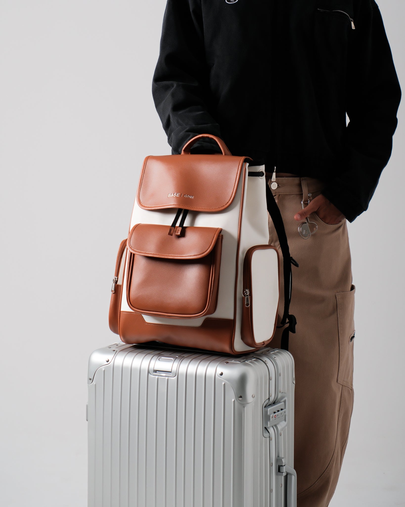Multi Envelope Flap Backpacks Largre - Saddle Brown