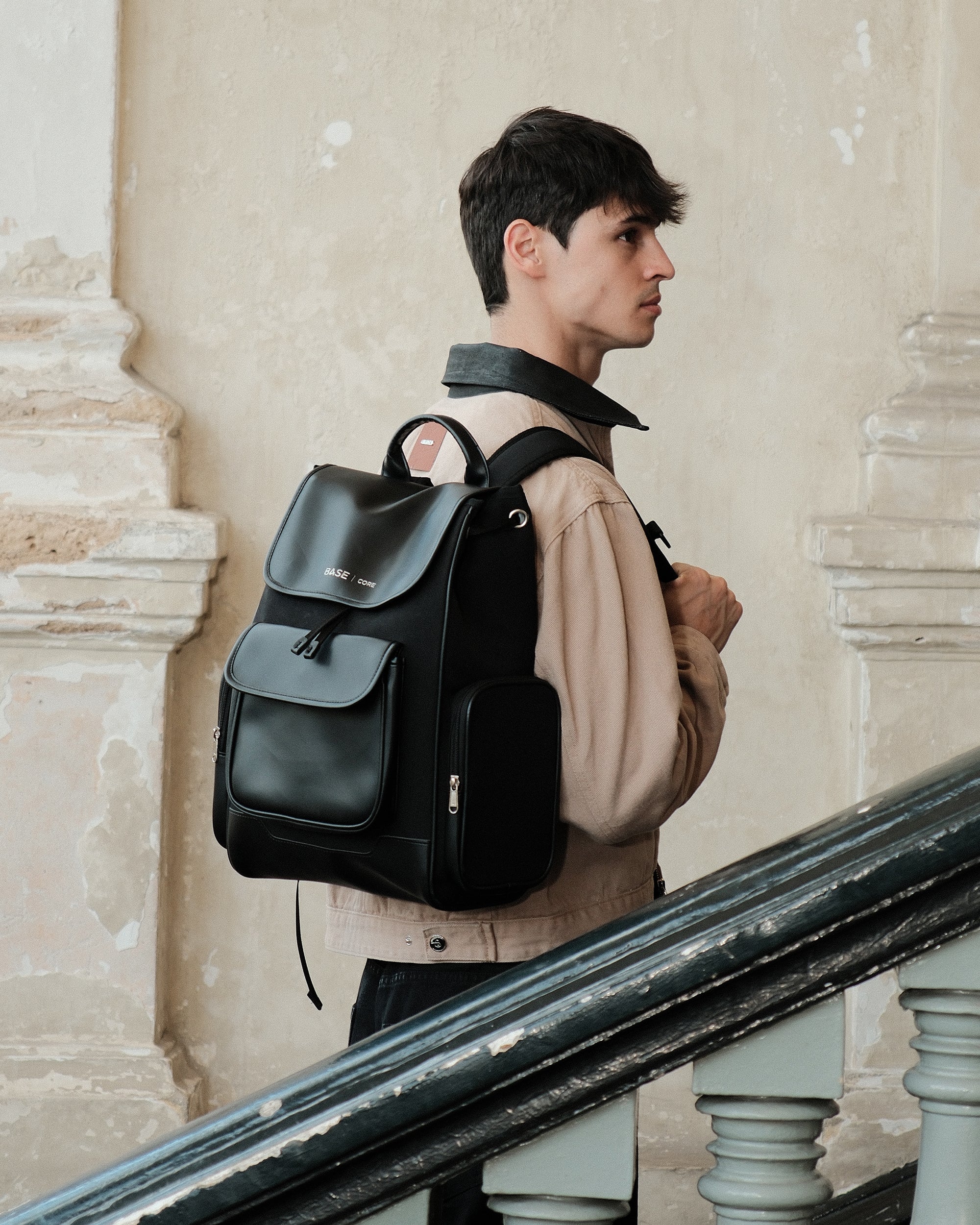 Multi Envelope Flap Backpacks Largre - Black