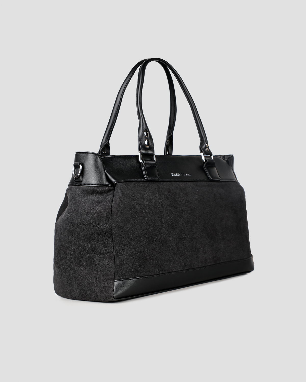 Contrast Suede Tote - Stealth Black