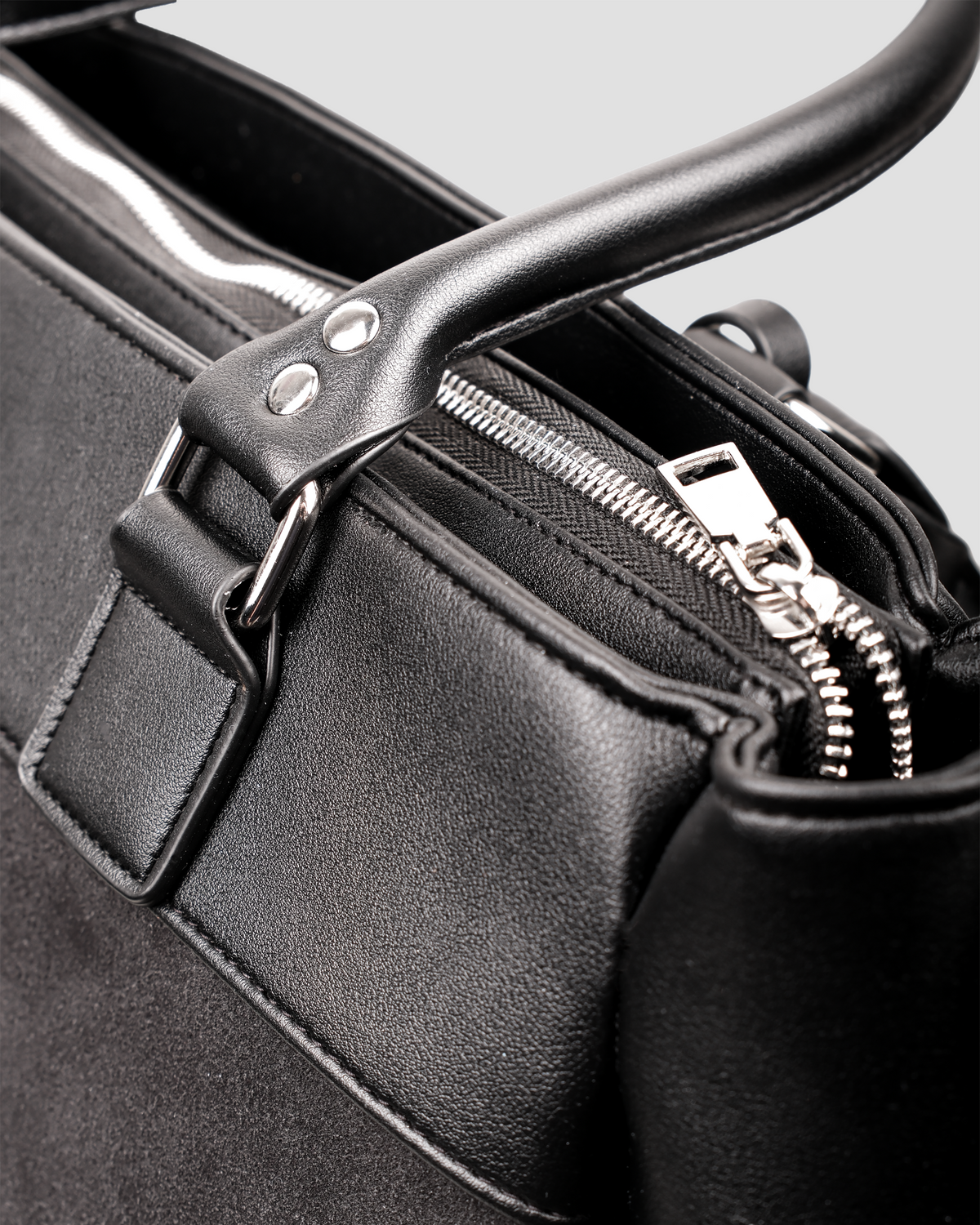Contrast Suede Tote - Stealth Black