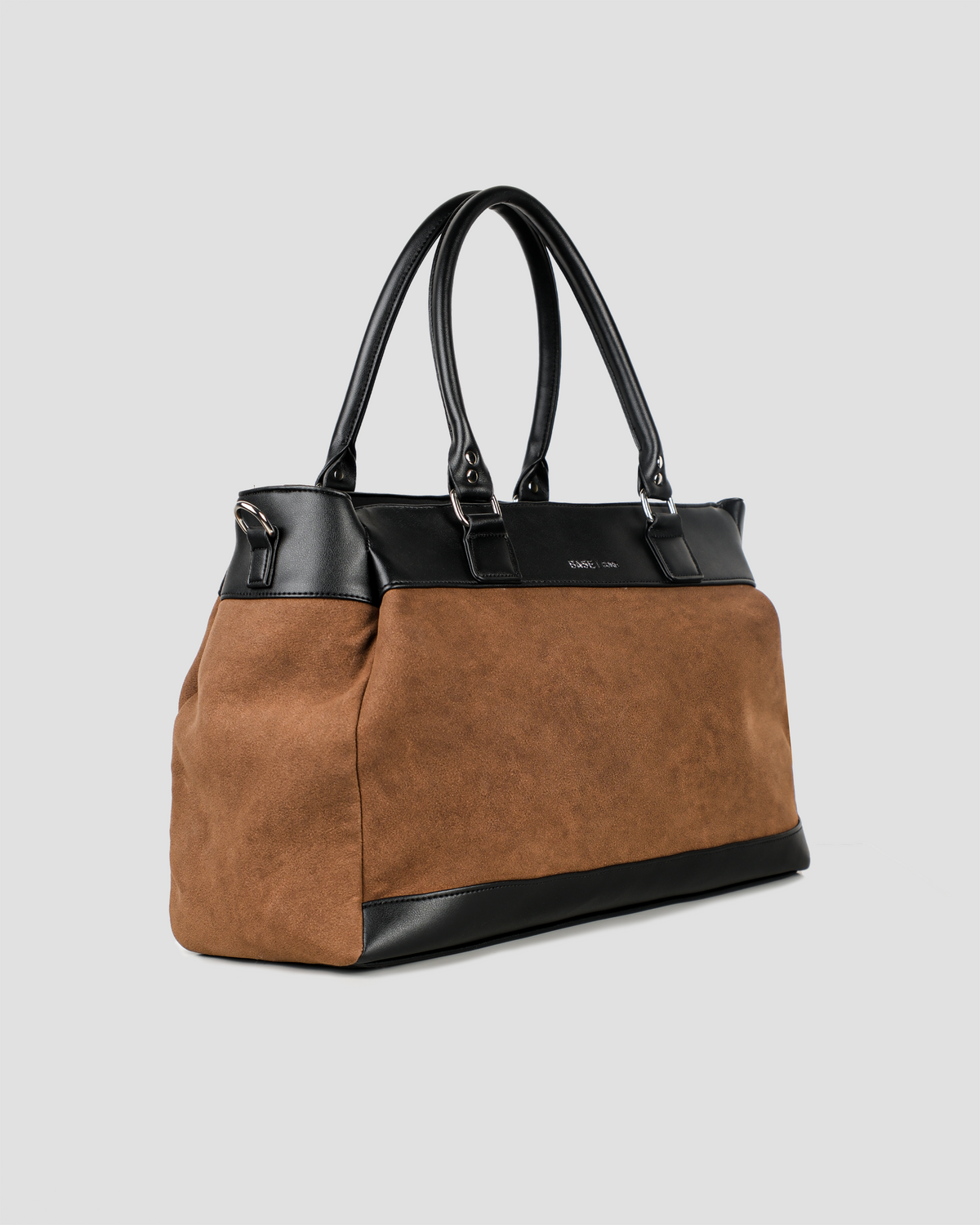 Contrast Suede Tote - Tobacco Brown